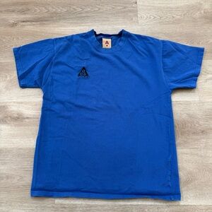 Nike ACG Blue Black Heavyweight Cotton Stitched Logo Men's T Shirt Size Small